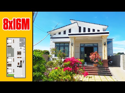 nha cap 4 mai lech dep cho nong thon dt 8x16m 3 phong ngu kien truc nha viet