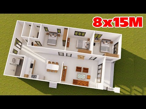 so do bo tri cong nang nha cap 4 dt 8x15m co 3 phong ngu dep re kien truc nha viet