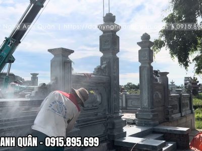 Hoàn thiện lăng mộ cho gia đình anh Tú - Thanh Hóa bằng chất liệu đá xanh rêu cao cấp.