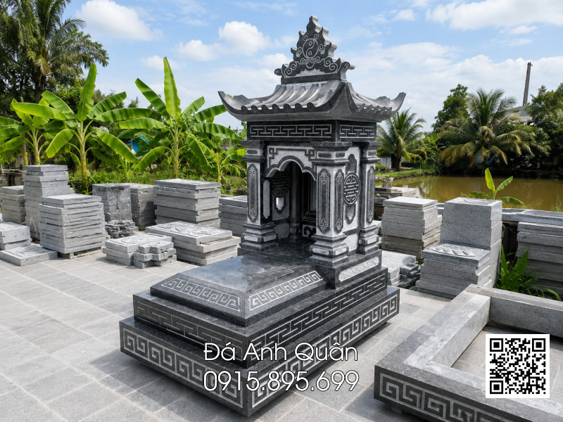 Mẫu Mộ đá xanh granite mái đẹp - Mộ đá Ninh Bình 2026 3 Mẫu Mộ đá xanh granite mái đẹp - Mộ đá Ninh Bình 2026